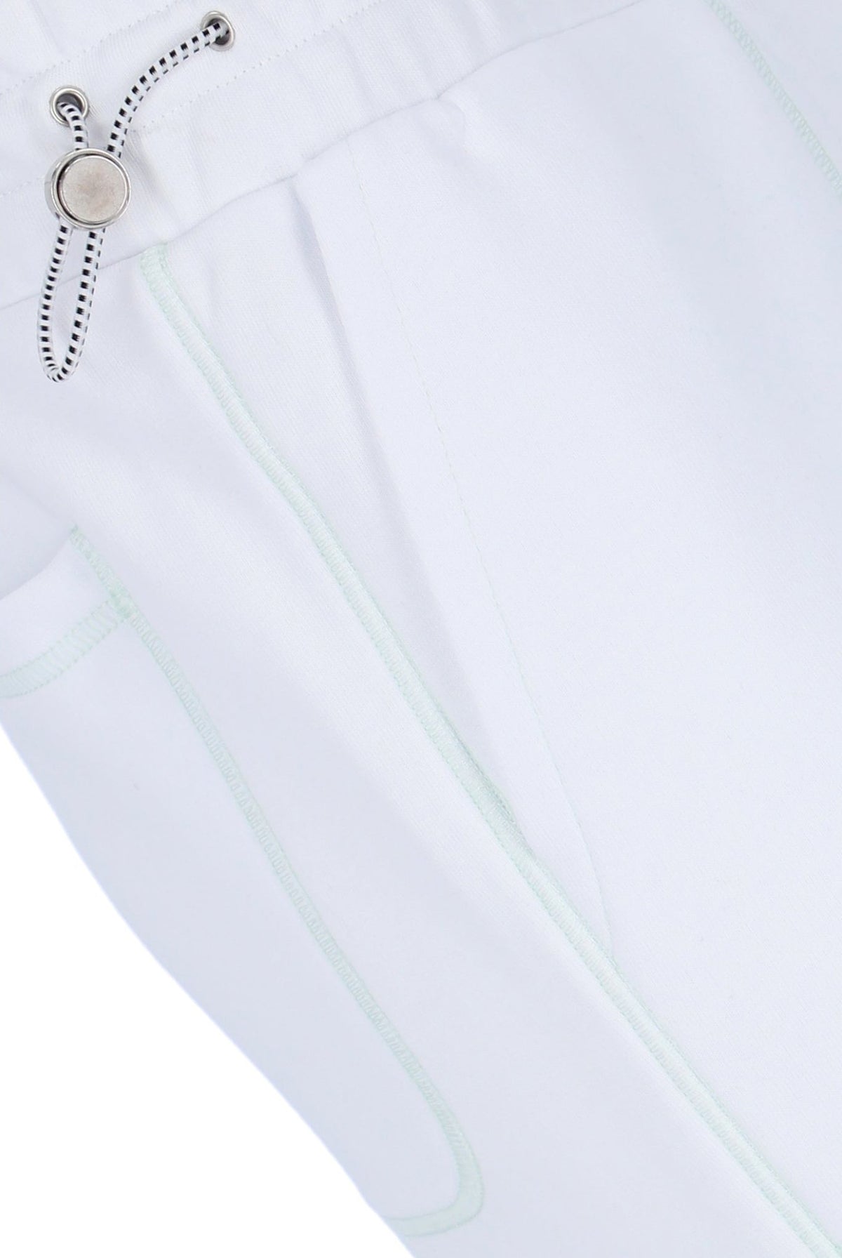 White Contrast Stitch Unisex Sweatpants - White