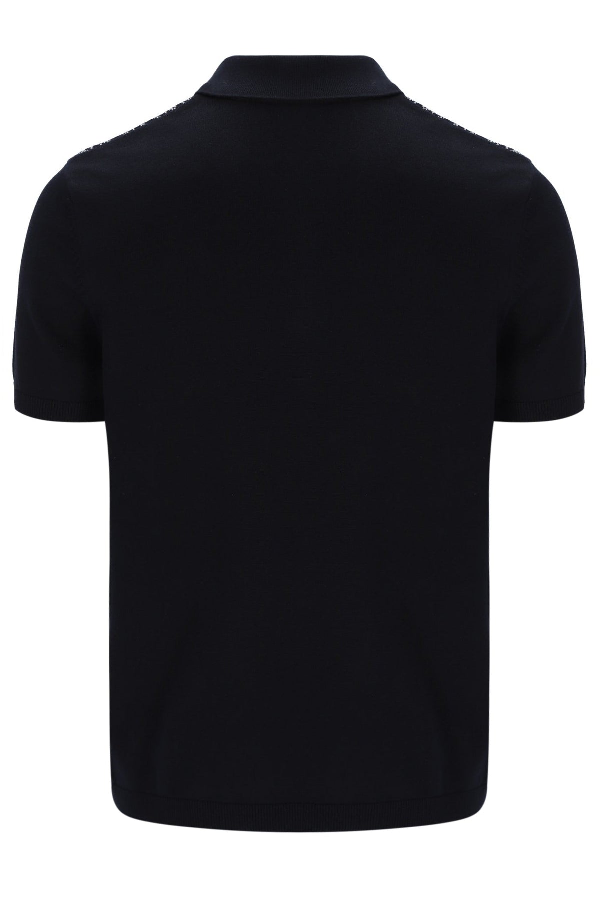 Black Castello Jacquard Knitted Polo with Zip - Black