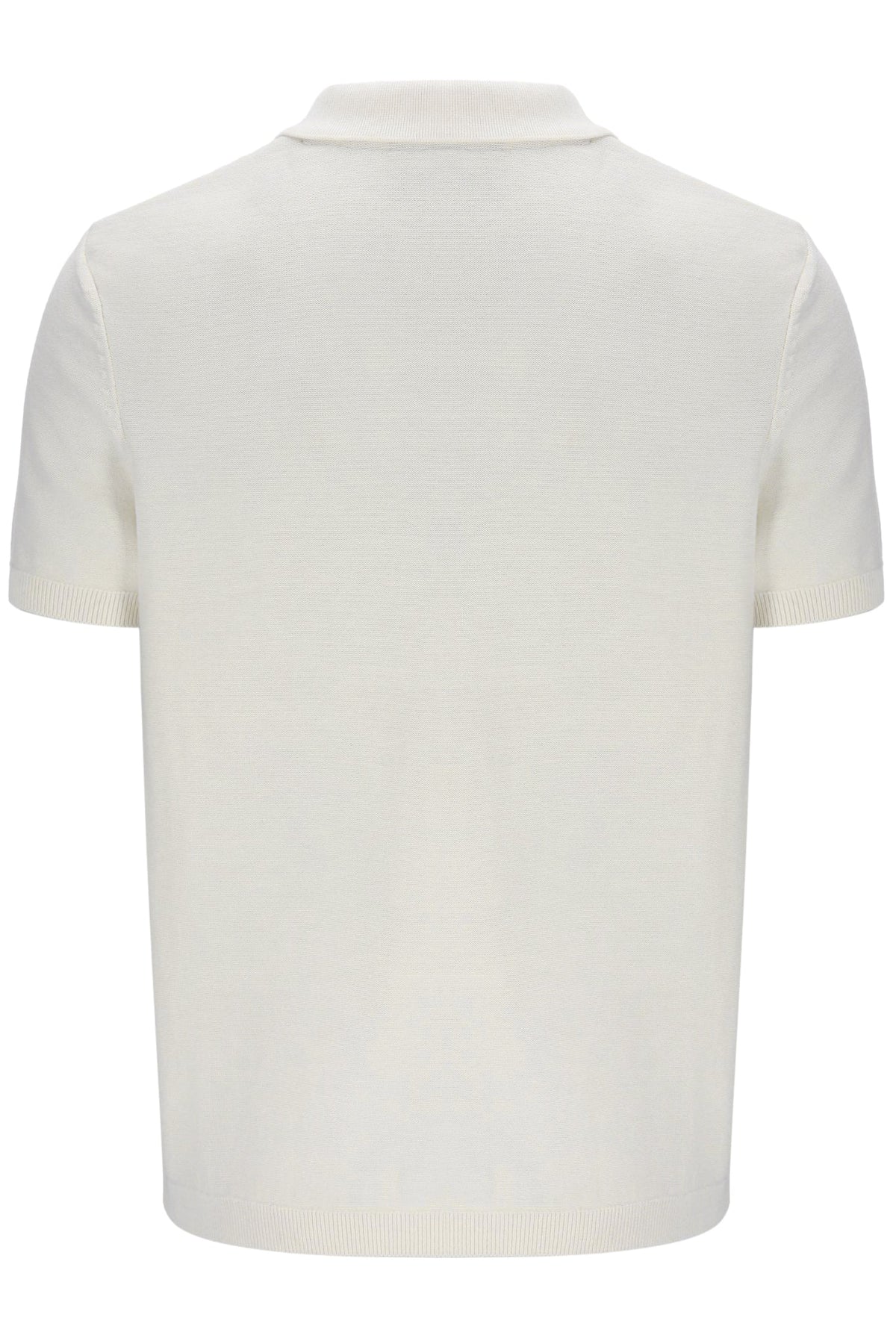 Coconut Milk Denny Diamond Knit Open Collar Polo - White