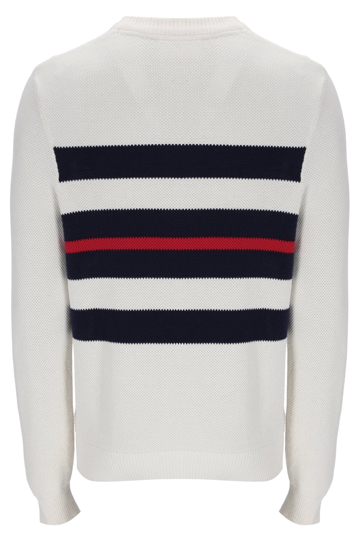 Gardenia Giuseppe Mesh Stripe Knitted Crew Neck - Neutral White