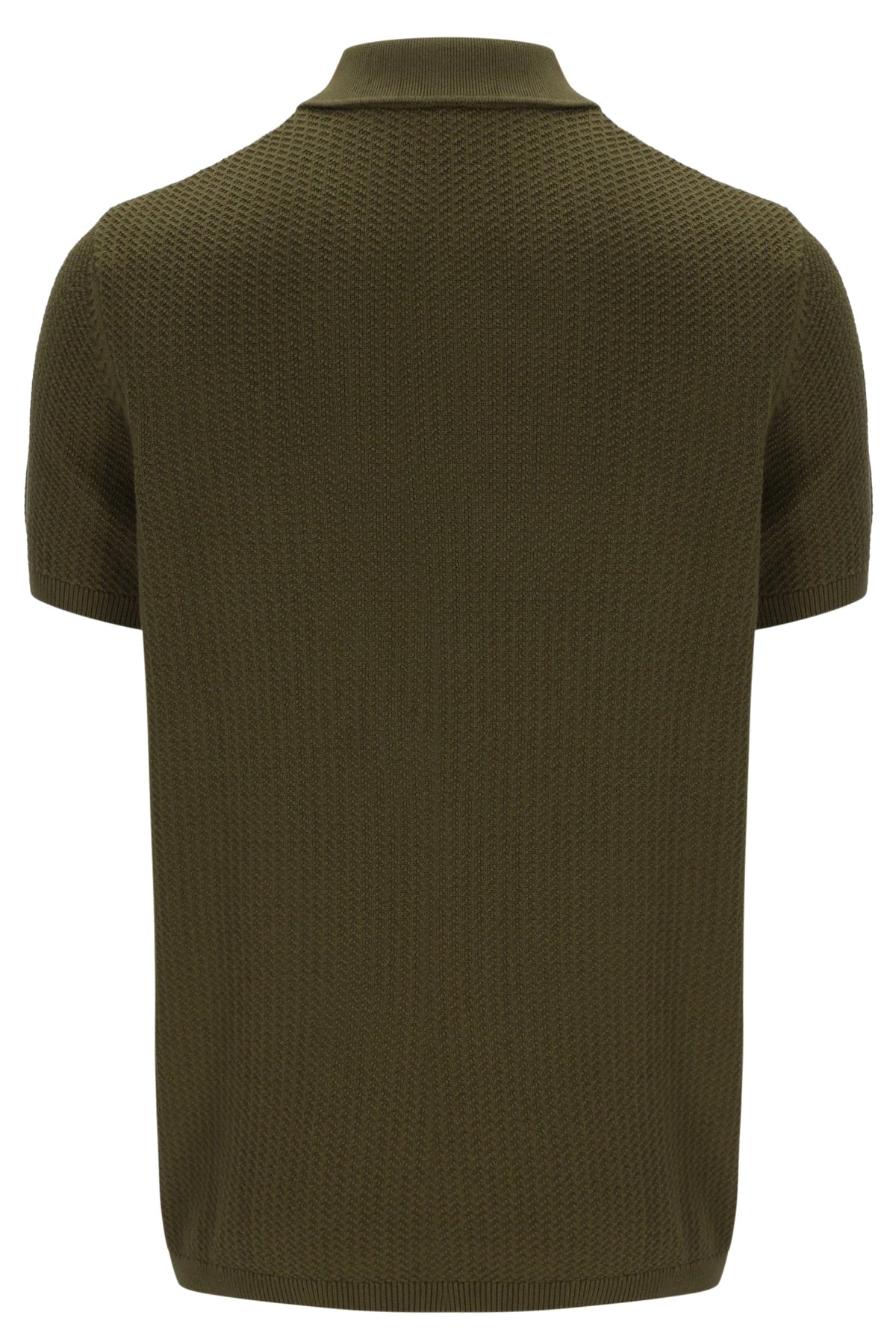 Dark Olive Sander Textured Knit Polo Shirt - Dark Olive