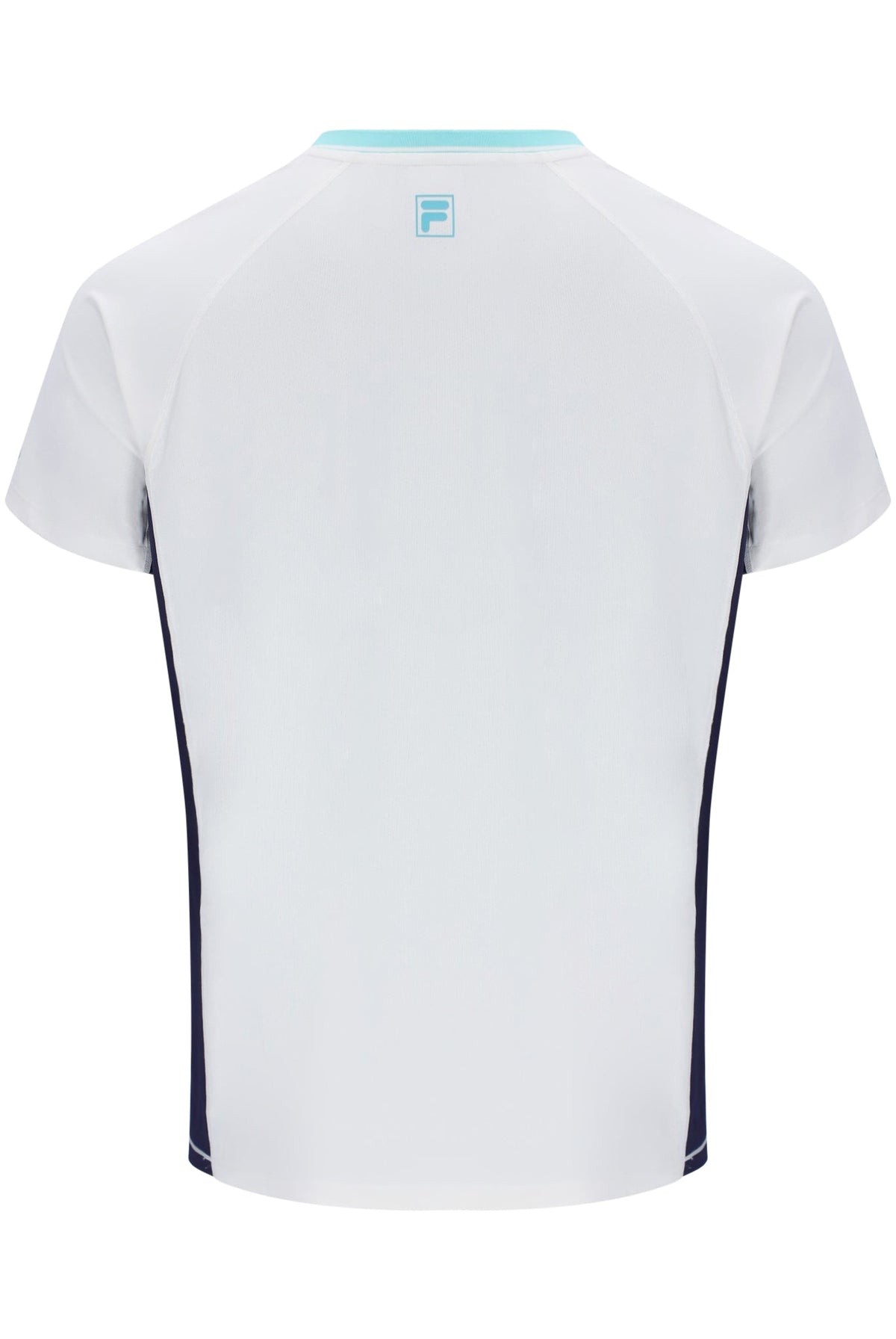 White Men’s Round Neck Tennis T-Shirt - White/Aqua
