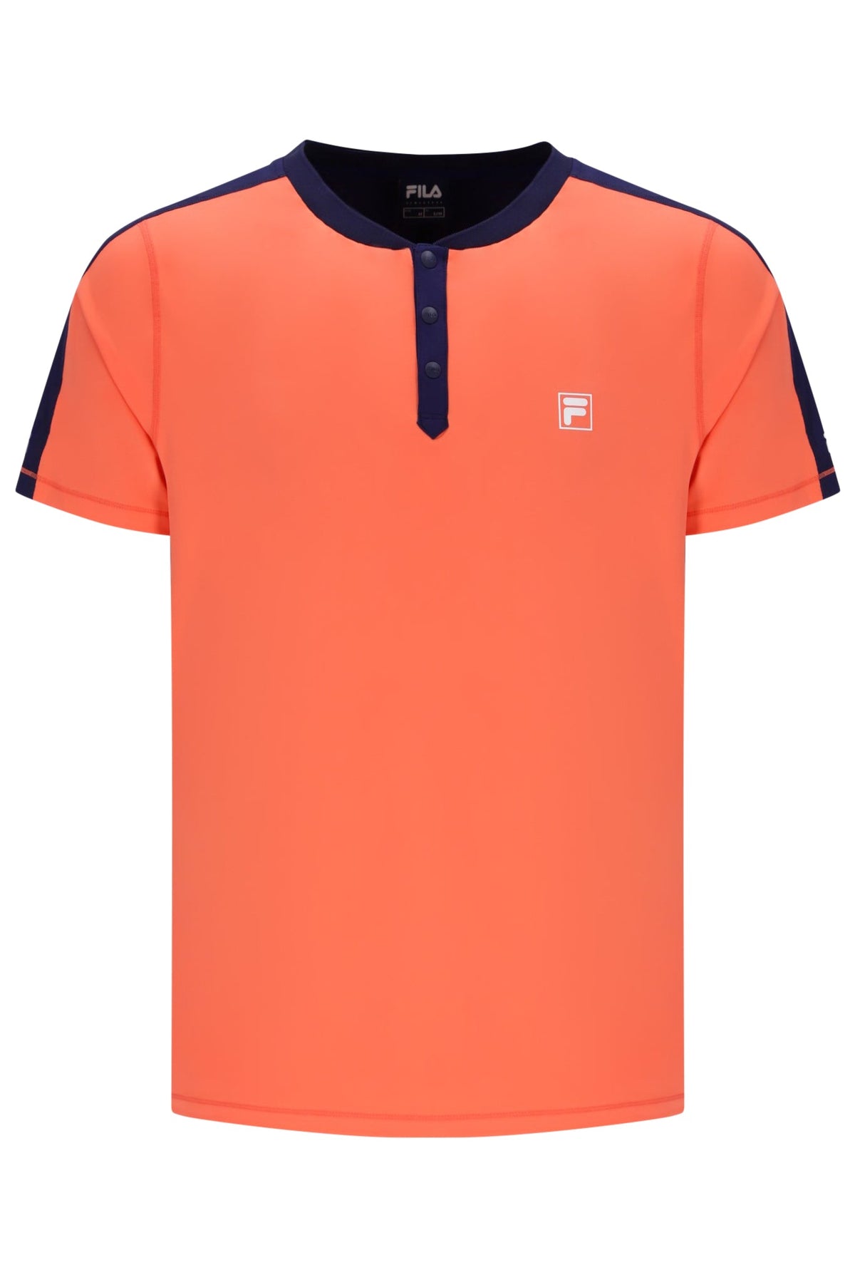Neon Orange Men’s Henry Neck Tennis T-Shirt - Orange