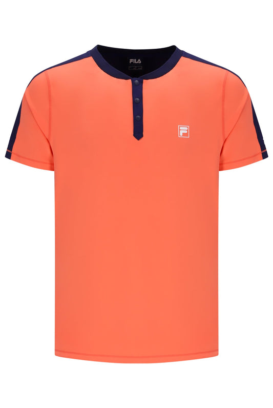 Neon Orange Men’s Henry Neck Tennis T-Shirt - Orange