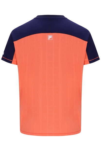 Neon Orange Men’s Henry Neck Tennis T-Shirt - Orange