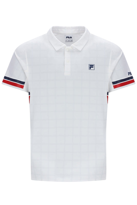 Pattern White Men’s Polo Tennis T-Shirt - White