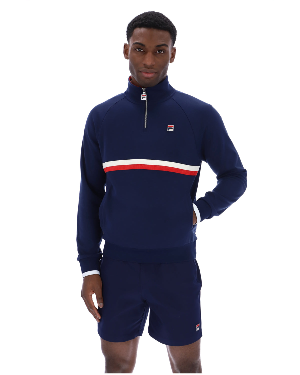 Fila Navy Rolando 1/4 Zip Neck Sweatshirt - Fila Navy
