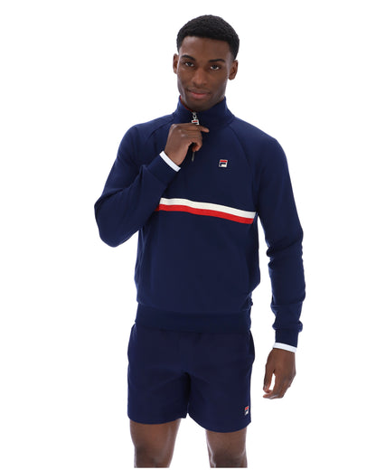 Fila Navy Rolando 1/4 Zip Neck Sweatshirt - Fila Navy