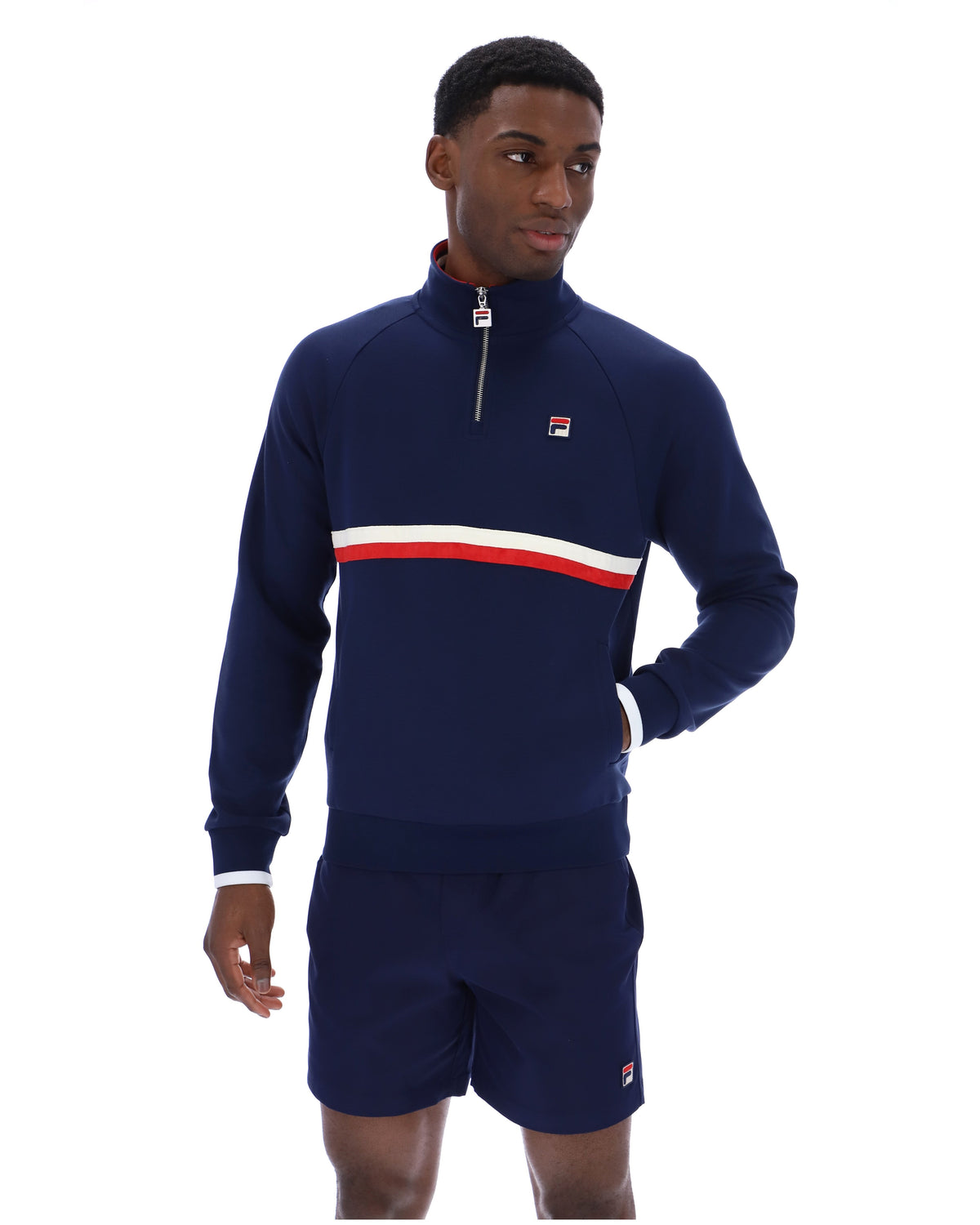 Fila Navy Rolando 1/4 Zip Neck Sweatshirt - Fila Navy