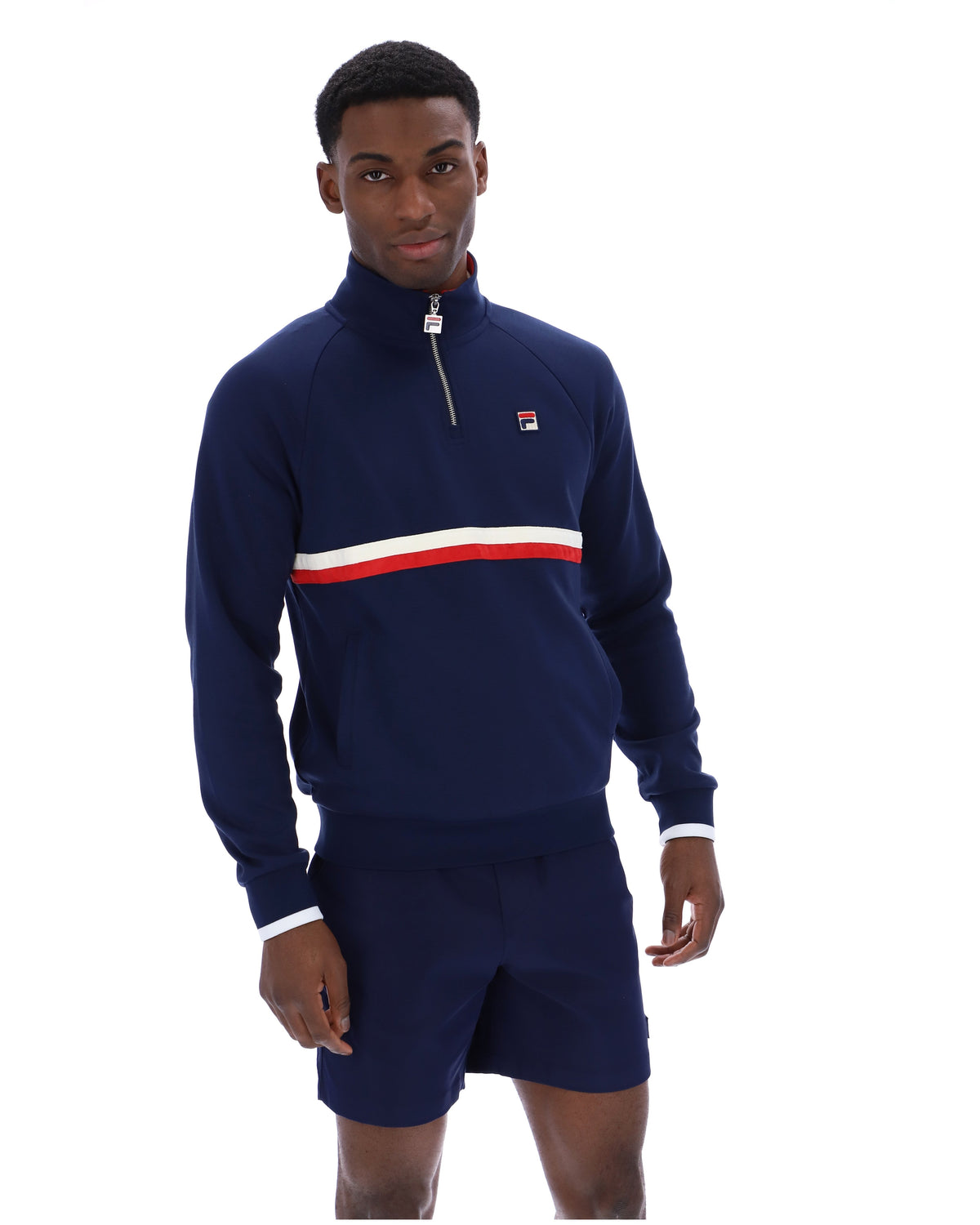Fila Navy Rolando 1/4 Zip Neck Sweatshirt - Fila Navy