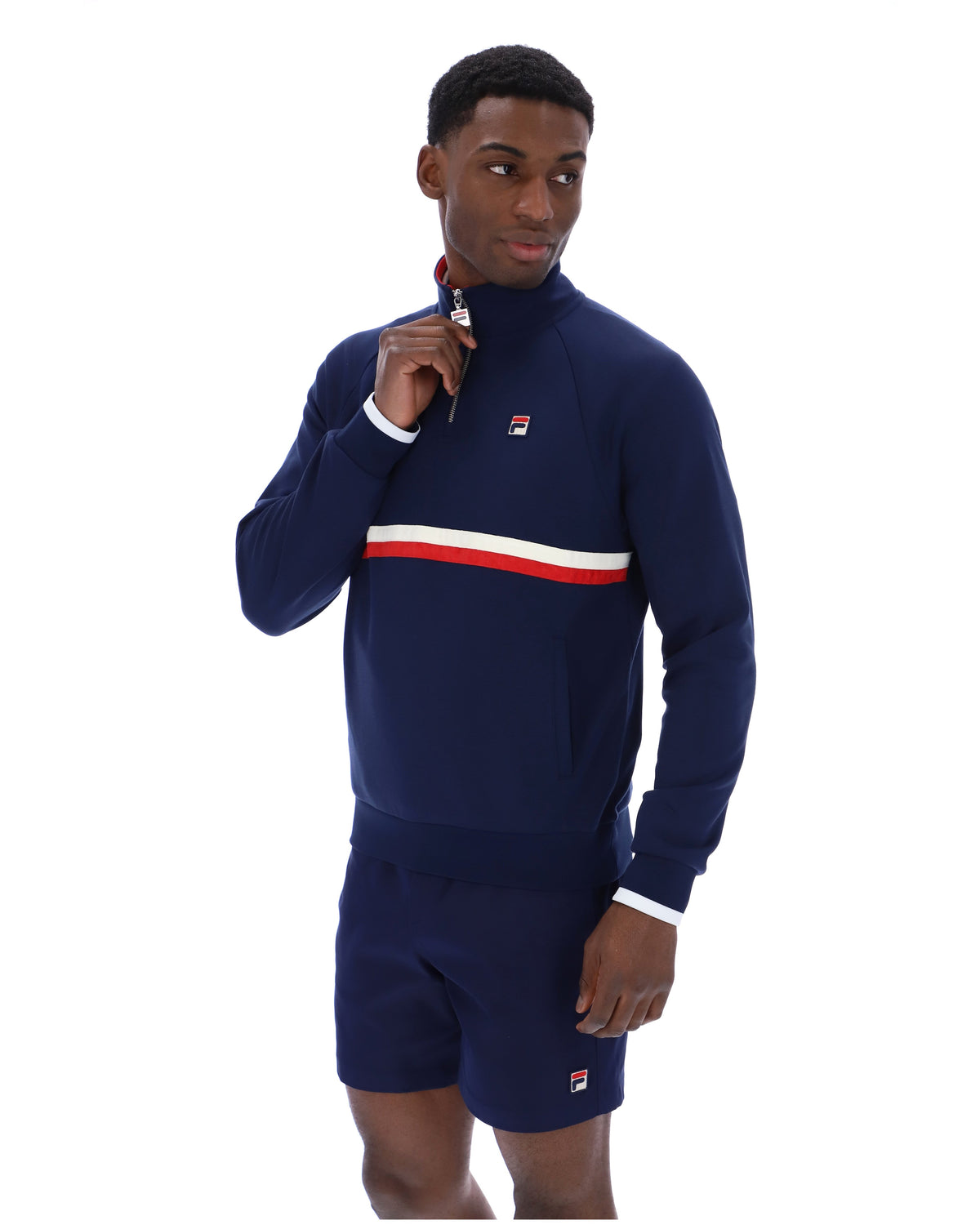 Fila Navy Rolando 1/4 Zip Neck Sweatshirt - Fila Navy