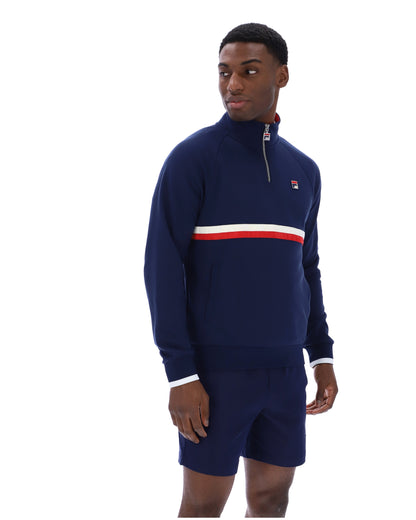 Fila Navy Rolando 1/4 Zip Neck Sweatshirt - Fila Navy