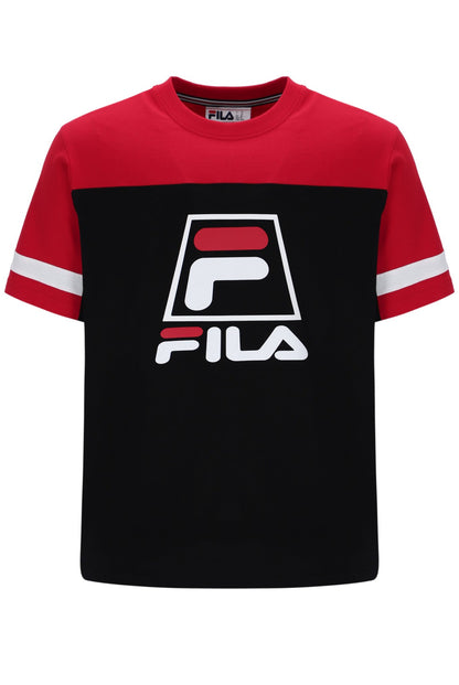 Black Damon Cut and Sew Tee - Fila Red