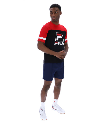Black Damon Cut and Sew Tee - Fila Red