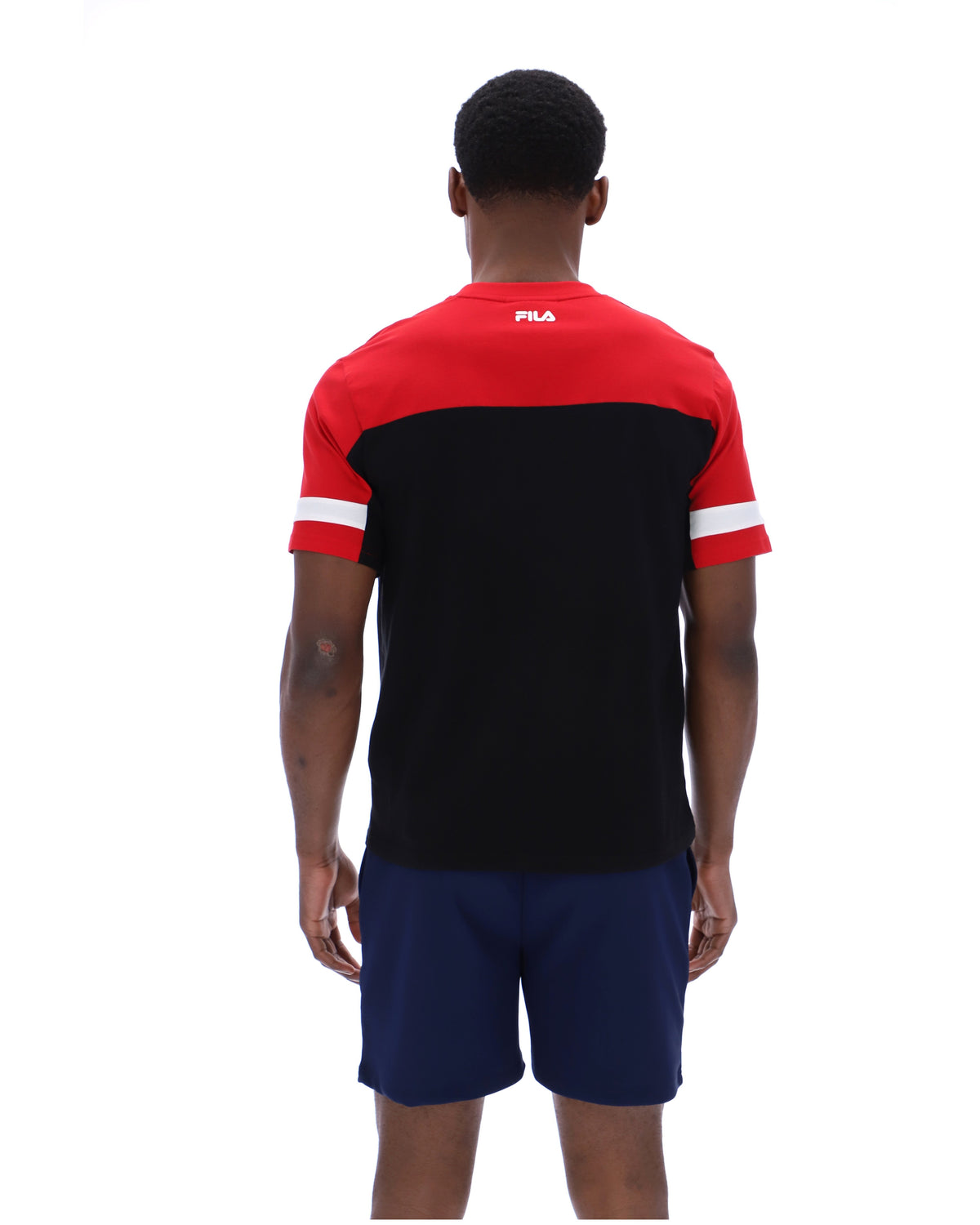 Black Damon Cut and Sew Tee - Fila Red