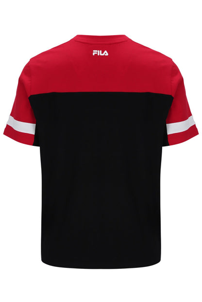 Black Damon Cut and Sew Tee - Fila Red
