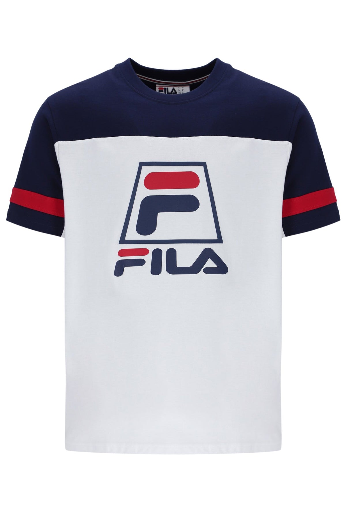 White Damon Cut and Sew Tee - Fila Navy