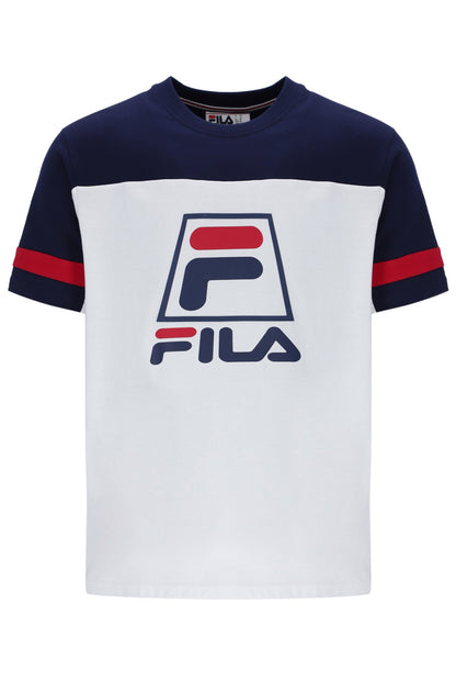 White Damon Cut and Sew Tee - Fila Navy