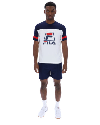 White Damon Cut and Sew Tee - Fila Navy
