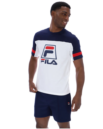White Damon Cut and Sew Tee - Fila Navy
