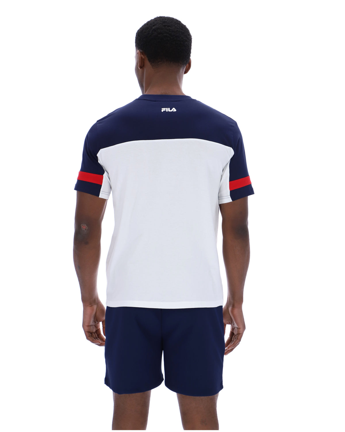 White Damon Cut and Sew Tee - Fila Navy