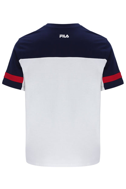 White Damon Cut and Sew Tee - Fila Navy