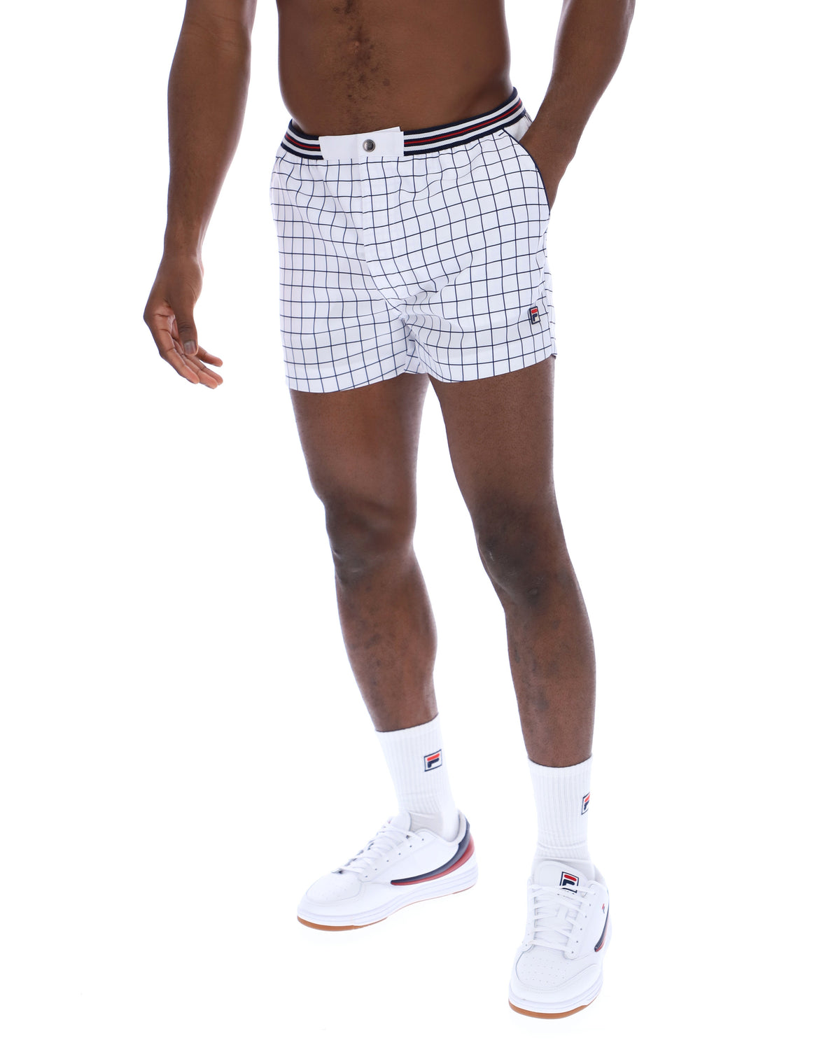 White High Tide Terry Pocket Stripe Shorts - White