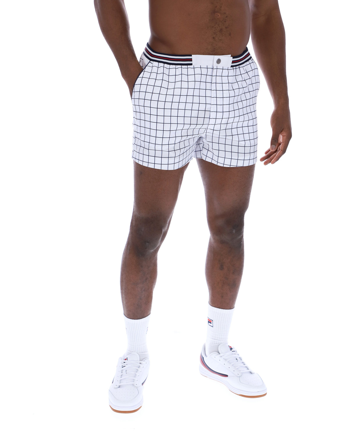 White High Tide Terry Pocket Stripe Shorts - White