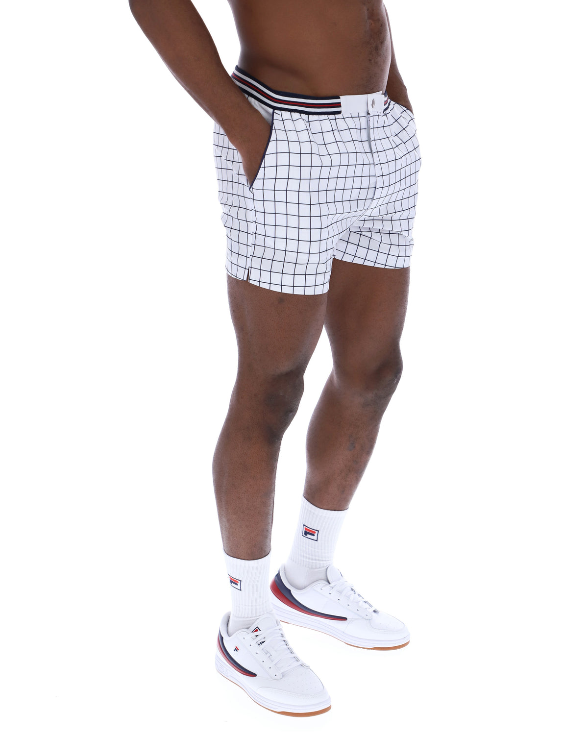 White High Tide Terry Pocket Stripe Shorts - White