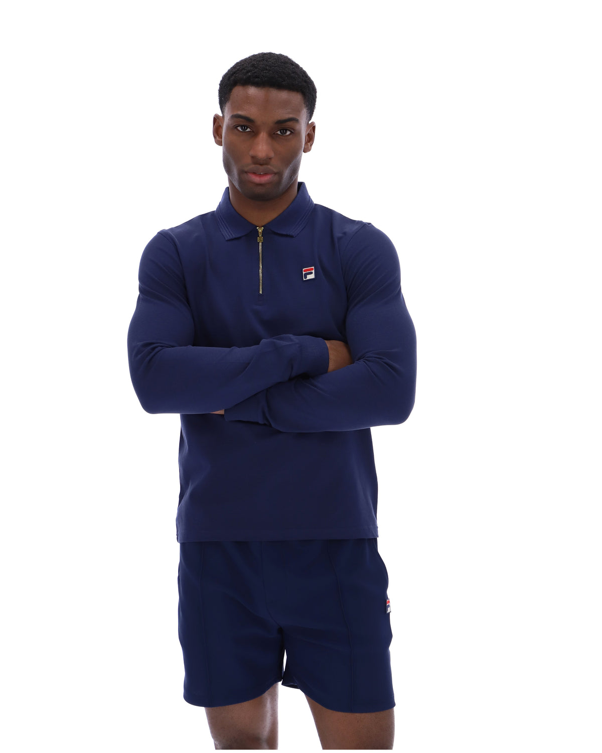 Fila Navy Emiliano Long-Sleeve Polo - Fila Navy