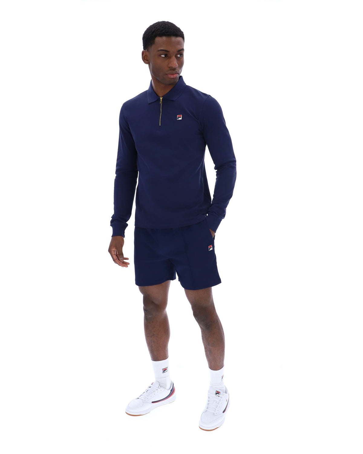 Fila Navy Emiliano Long-Sleeve Polo - Fila Navy