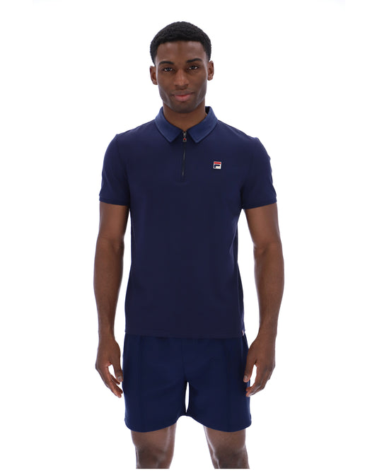 Fila Navy Ettore Zip Polo - Navy