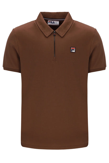 Cappuccino Ettore Zip Polo - Spanish Burgundy