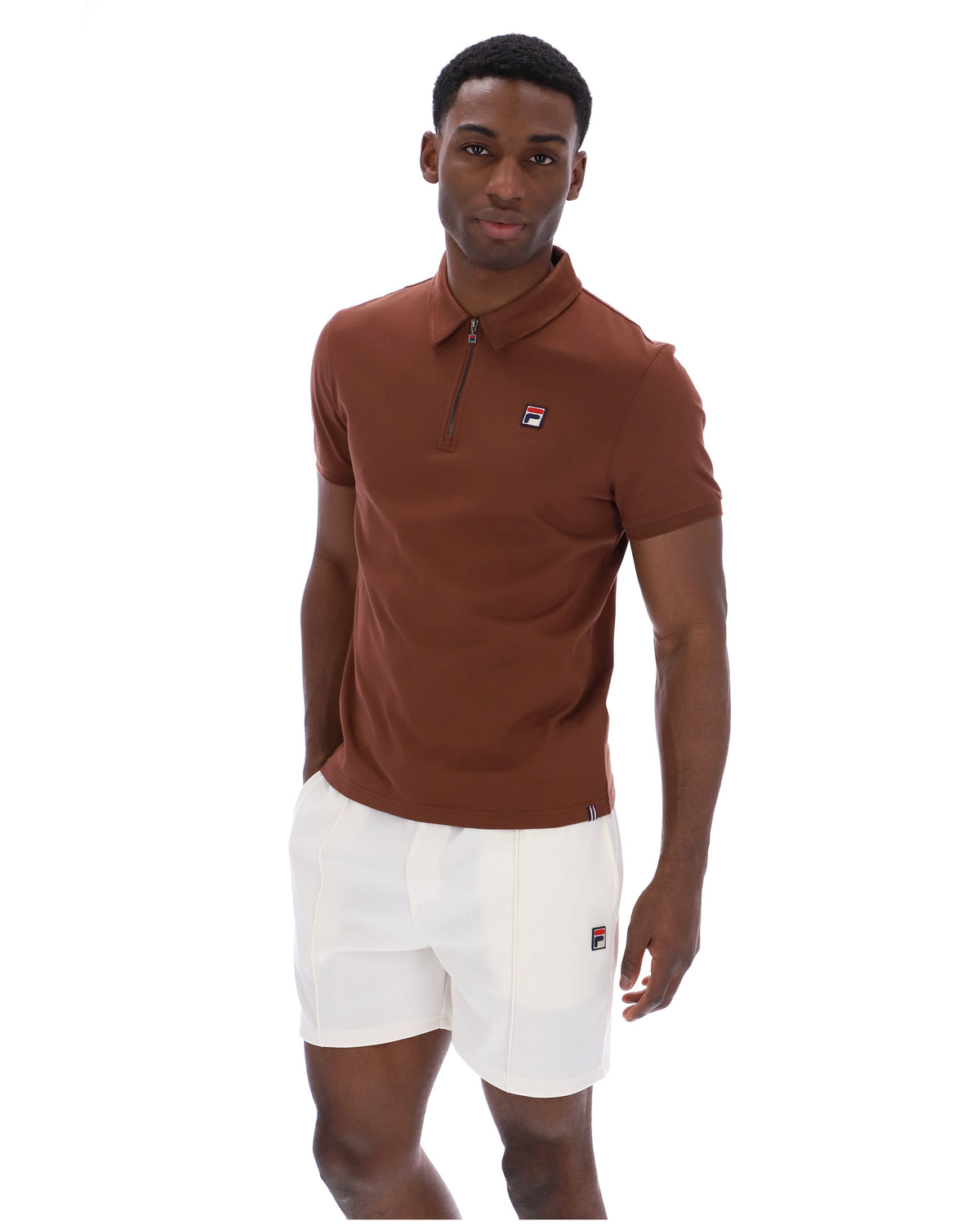 Cappuccino Ettore Zip Polo - Spanish Burgundy