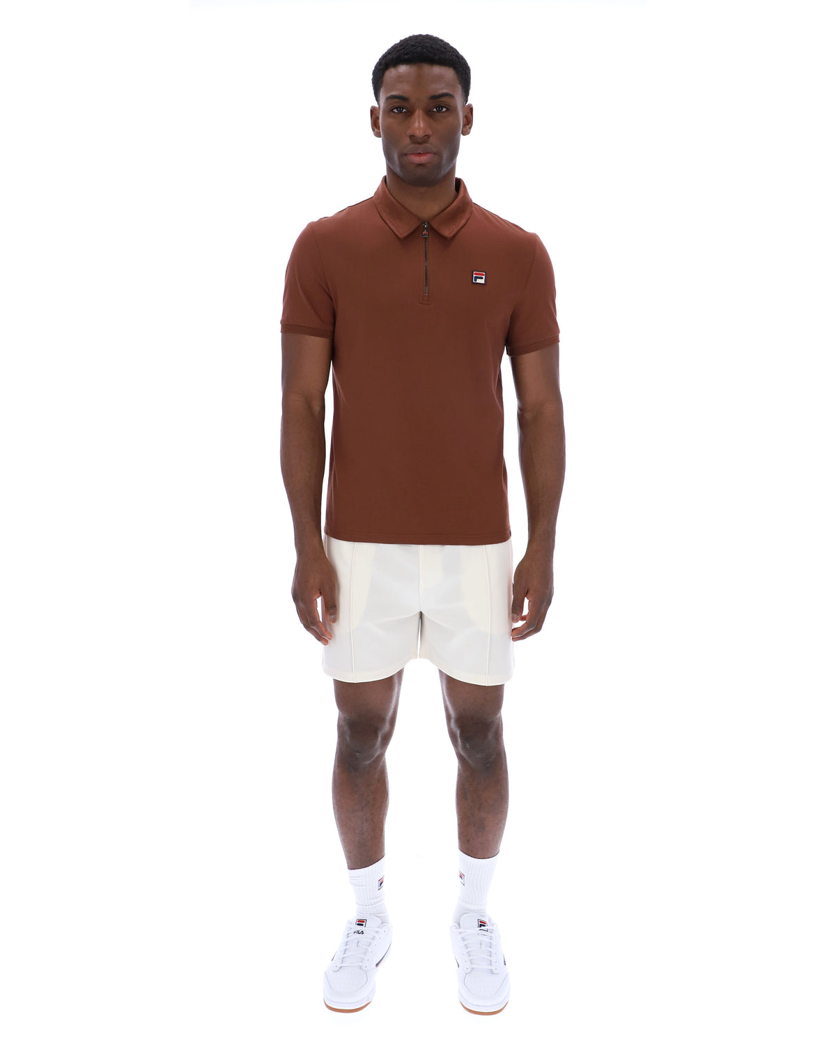 Cappuccino Ettore Zip Polo - Spanish Burgundy