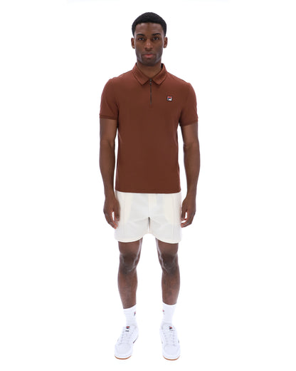 Cappuccino Ettore Zip Polo - Spanish Burgundy