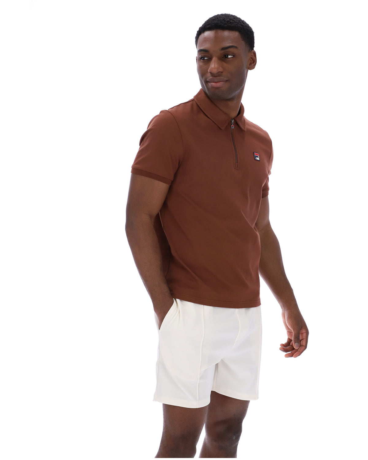 Cappuccino Ettore Zip Polo - Spanish Burgundy