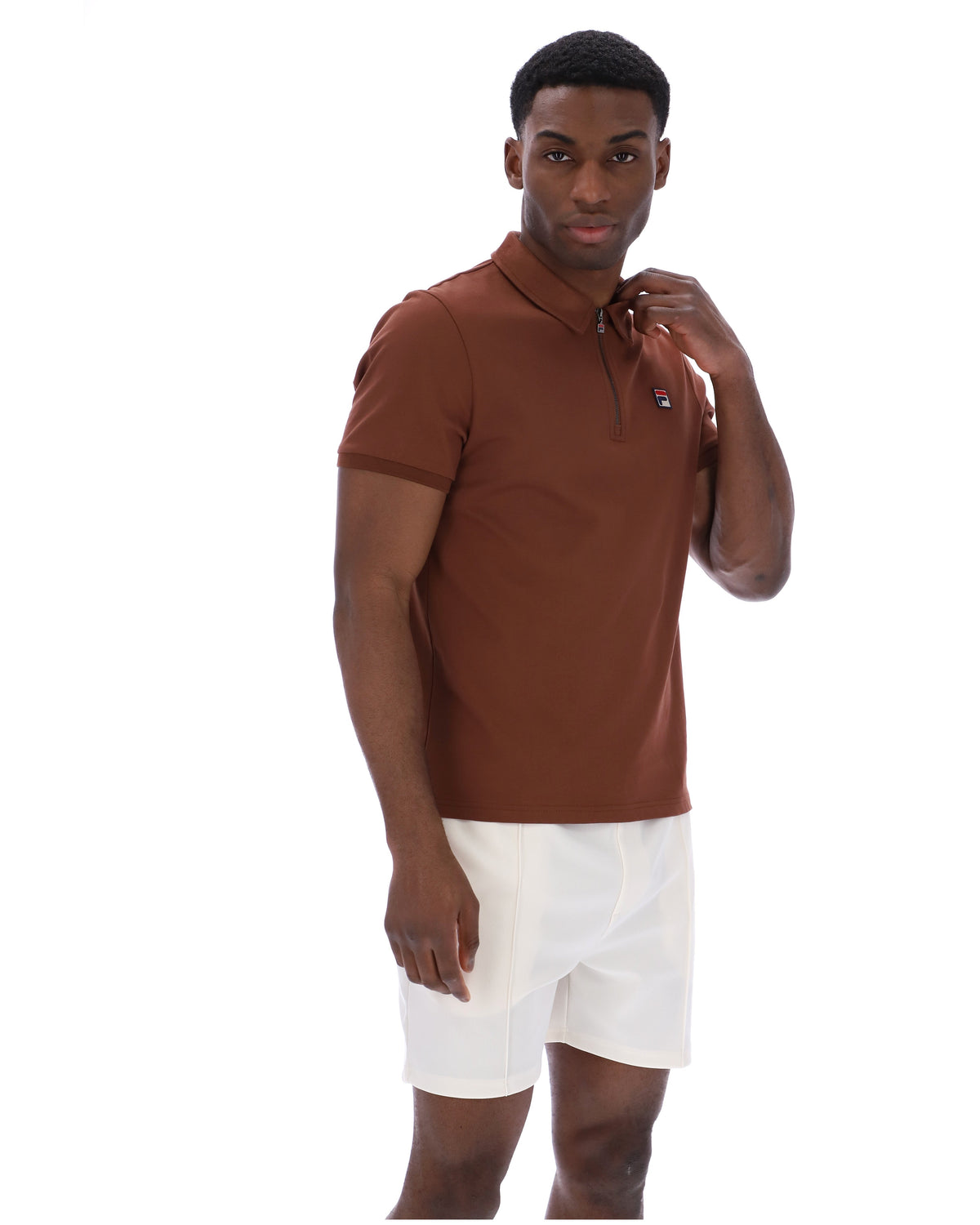 Cappuccino Ettore Zip Polo - Spanish Burgundy