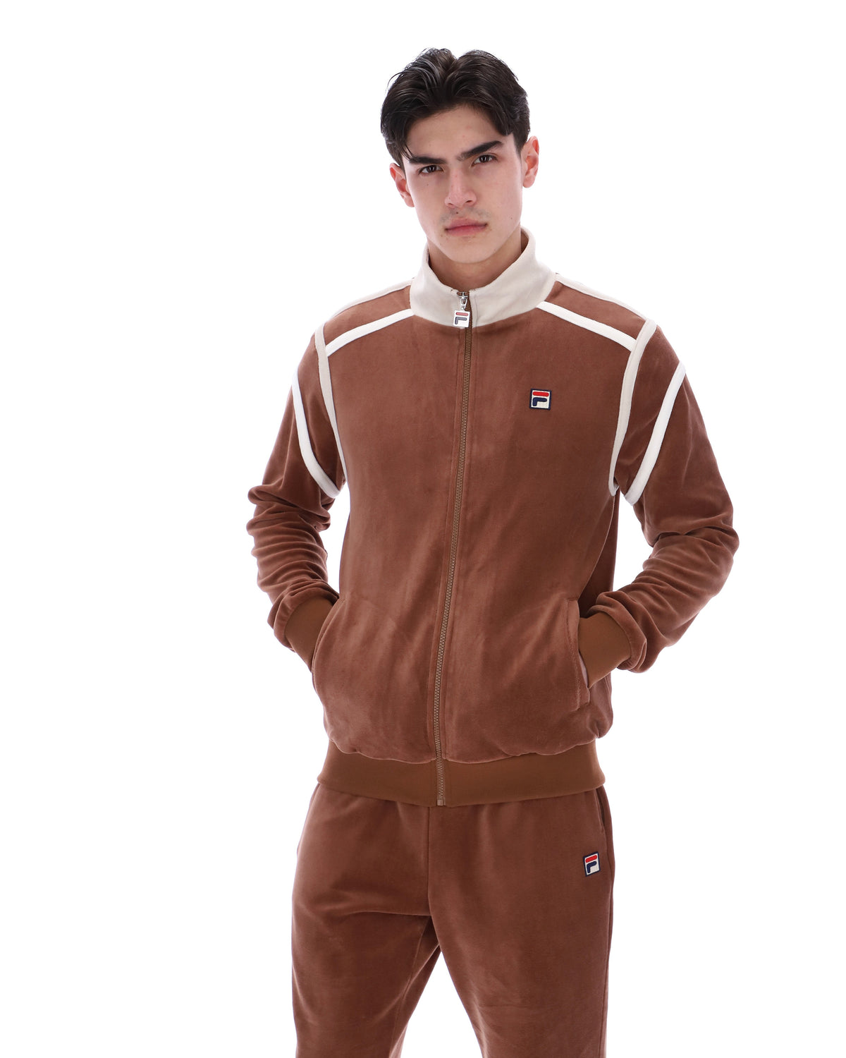 Cappuccino Gabriele Contrast Panel Track Top - Capuchino