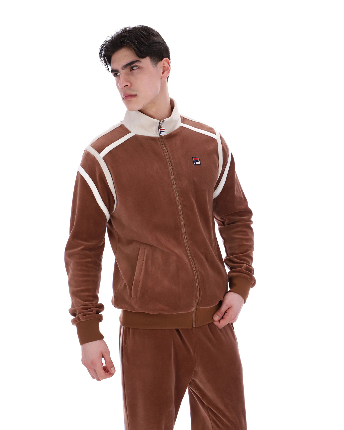 Cappuccino Gabriele Contrast Panel Track Top - Capuchino