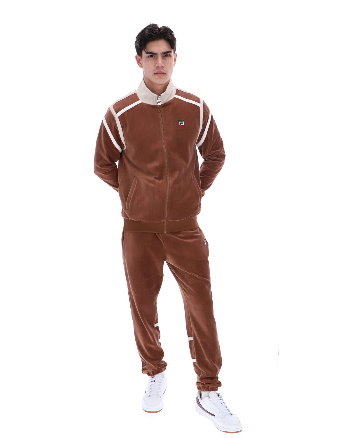 Cappuccino Gabriele Contrast Panel Track Top - Capuchino