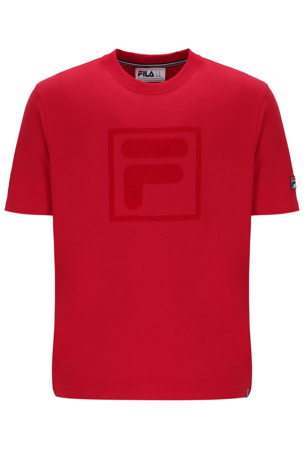 Fila Red Pepe Tee with Flock Logo - Bold Red