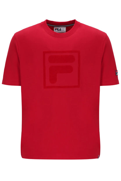 Fila Red Pepe Tee with Flock Logo - Bold Red