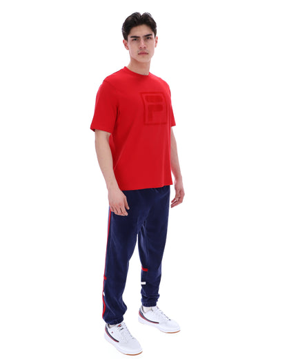 Fila Red Pepe Tee with Flock Logo - Bold Red