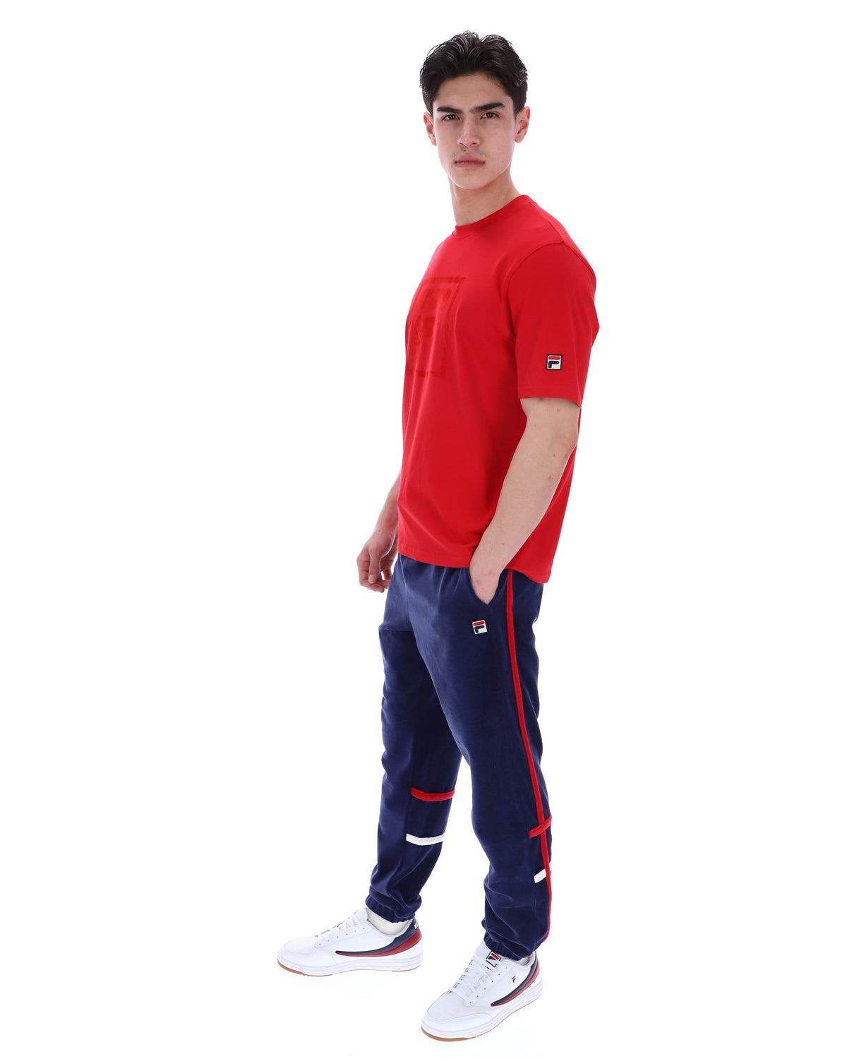 Fila Red Pepe Tee with Flock Logo - Bold Red
