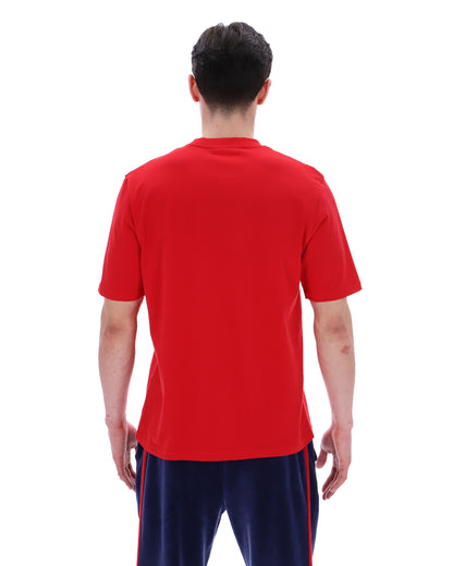 Fila Red Pepe Tee with Flock Logo - Bold Red