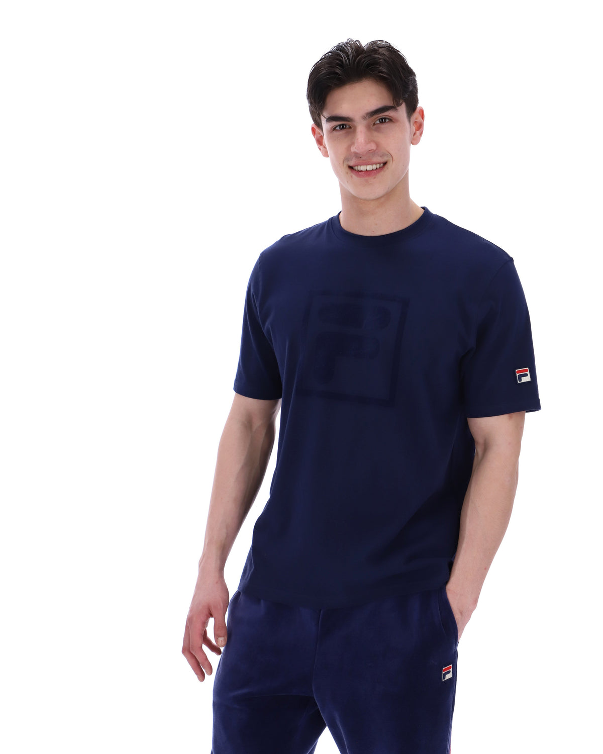 Fila Navy Pepe Tee with Flock Logo - Bold Navy