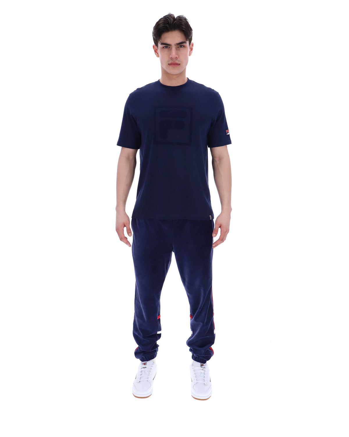 Fila Navy Pepe Tee with Flock Logo - Bold Navy