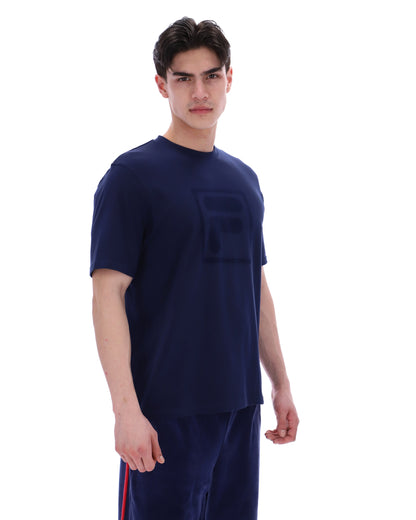Fila Navy Pepe Tee with Flock Logo - Bold Navy