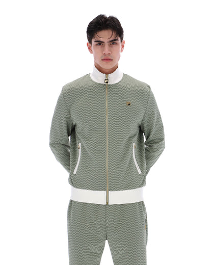 Sea Foam Mathers Herringbone Track Top - Olive Green